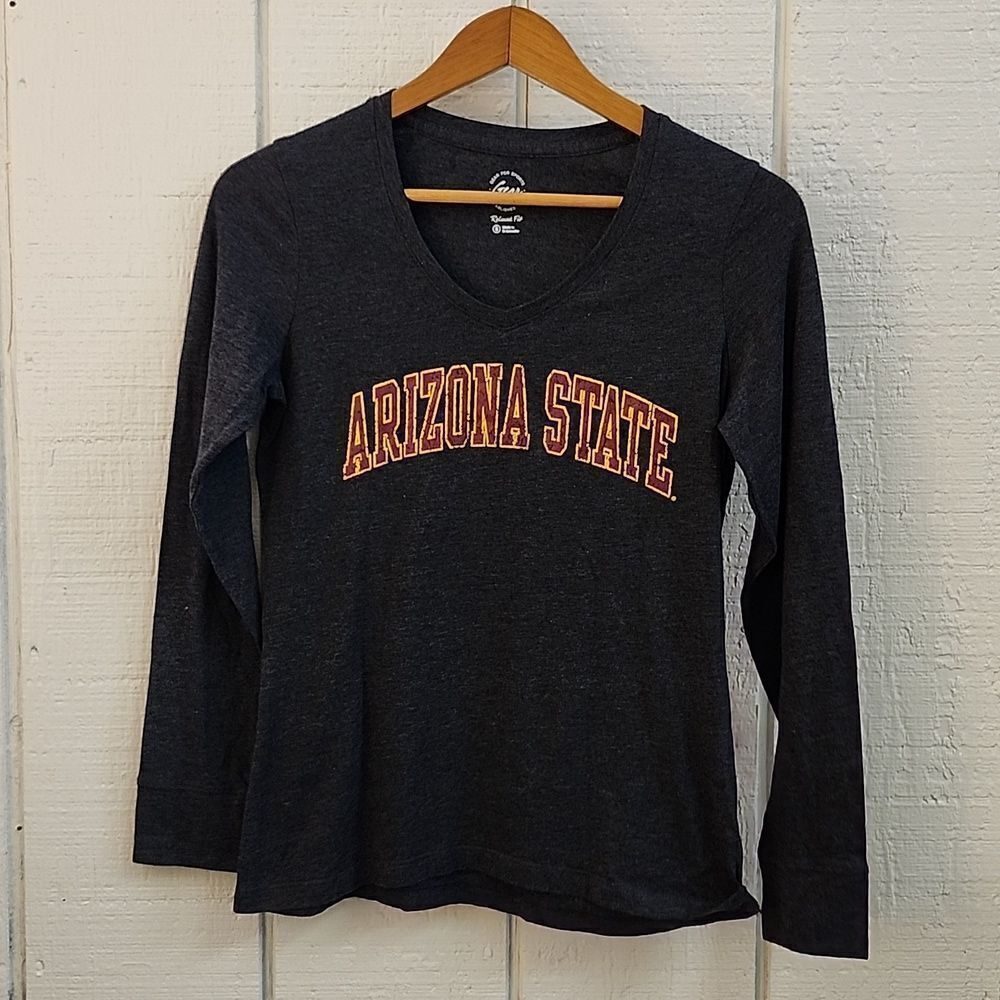GEAR FOR SPORTS Women's Arizona State Logo Relaxed Fit Gray Long Sleeve Small